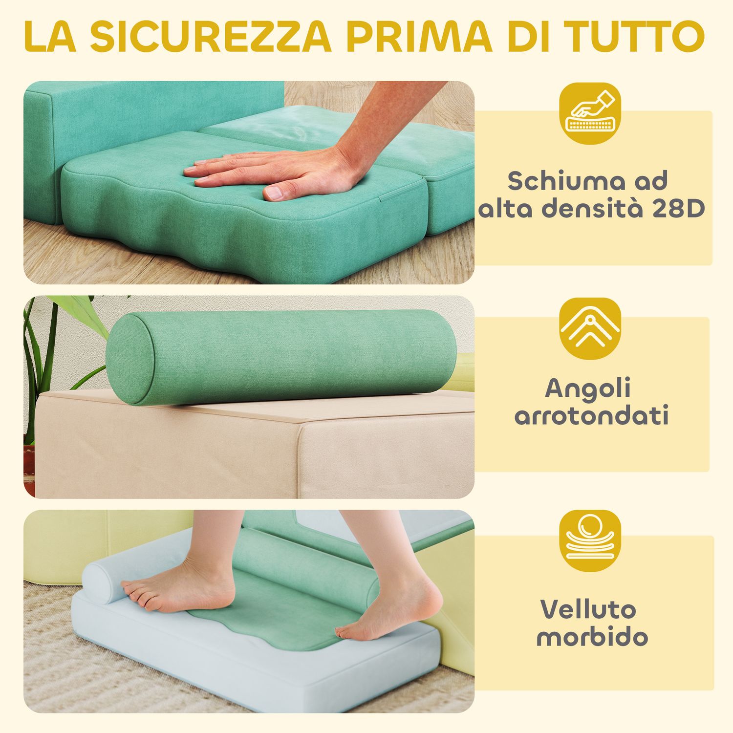 Set 15 blocchi di costruzioni morbide modulabili per bambini con 200 palline per uso interno, multicolore - 