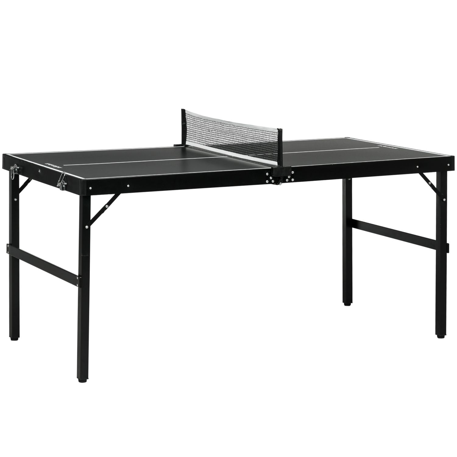 Tavolo ping pong pieghevole con maniglia da trasporto, in alluminio e legno, 152x76x72 cm, nero - 