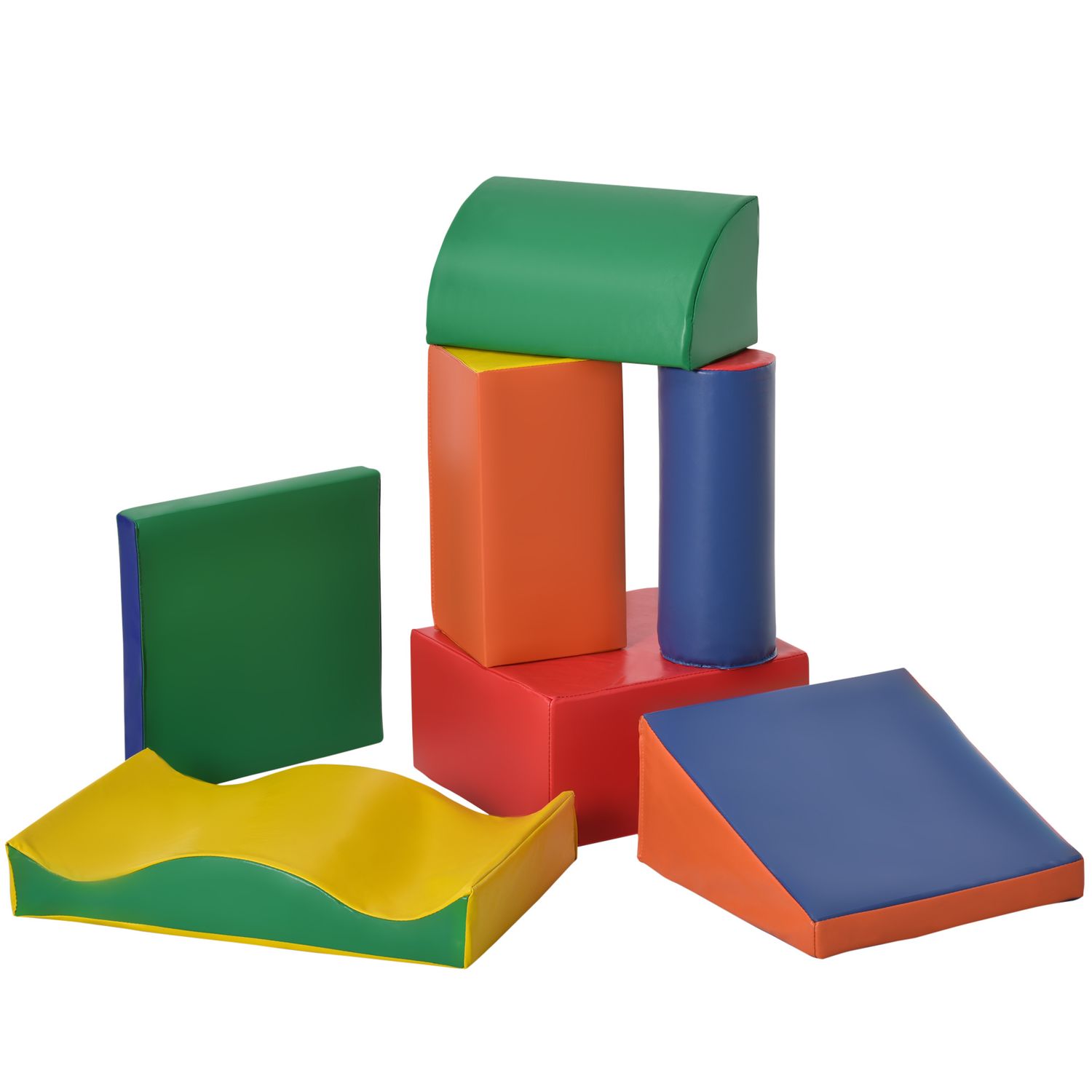 Set 7 blocchi di costruzioni morbide per bambini da 1-3 anni per casa e scuola, multicolore - 