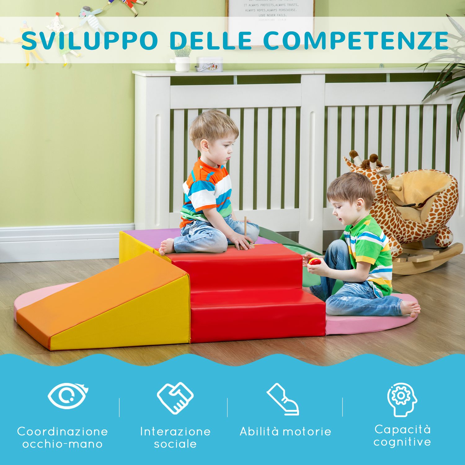 Set costruzioni morbide per bambini 1-3 anni da 6 pezzi in pu ed epe multicolore - 