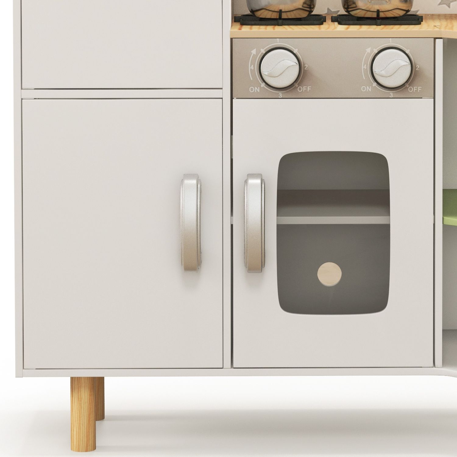 Cucina giocattolo per bambini 3-6 anni con macchina del ghiaccio e utensili, 84x34x89 cm, bianco e verde - 