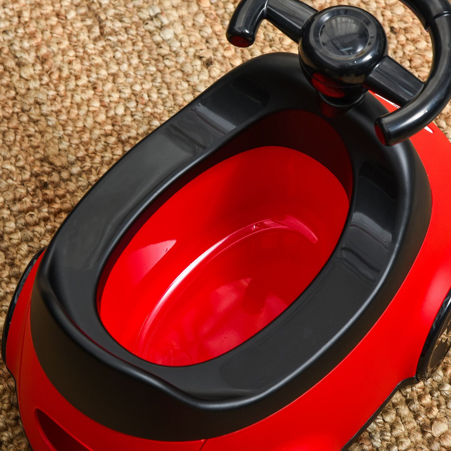 Vasino per bambini da 6 mesi a 3 anni a forma di macchina con volante e vaschetta rimovibile, rosso - 