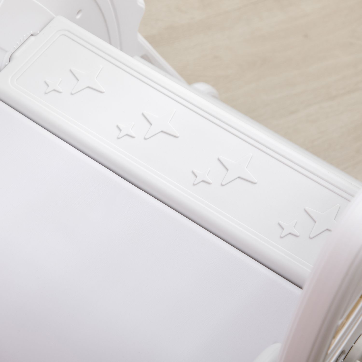 Scivolo per bambini 18-36 mesi in pe e pp a tema spaziale con scale antiscivolo, 157x46.5x80 cm, grigio e bianco - 