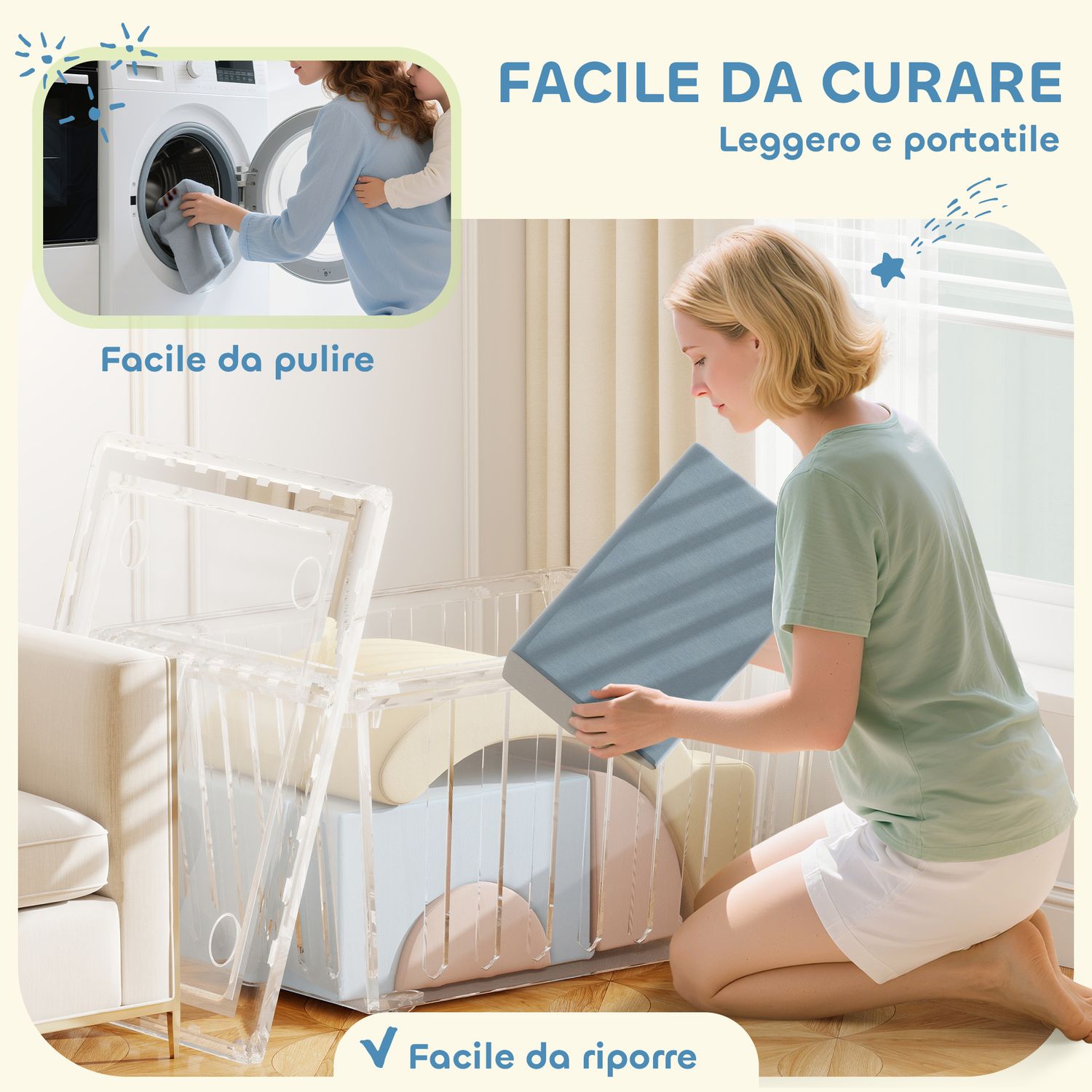 Set 5 costruzioni morbide per bambini 1.5-8 anni, in tessuto effetto velluto e spugna, multicolore - 