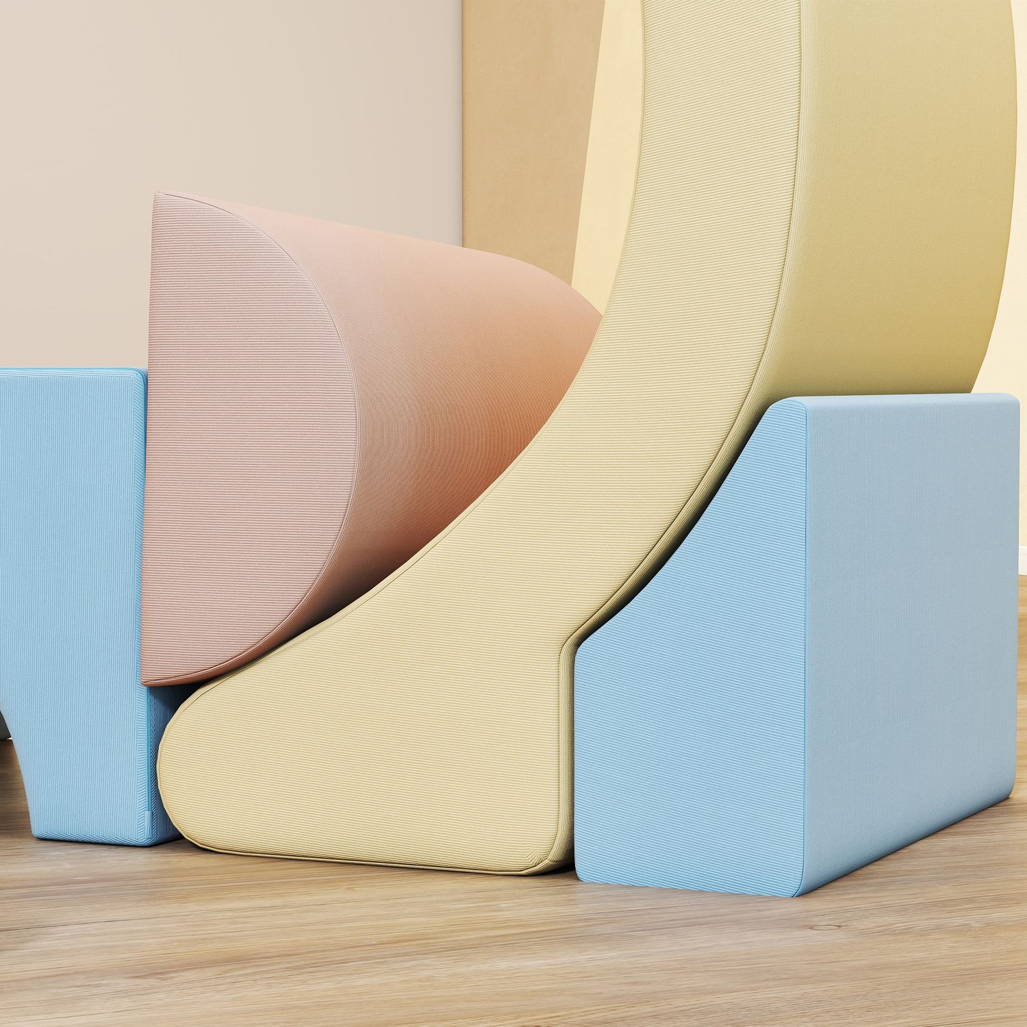 Set 5 costruzioni morbide per bambini 1.5-8 anni, in tessuto effetto velluto e spugna, multicolore - 