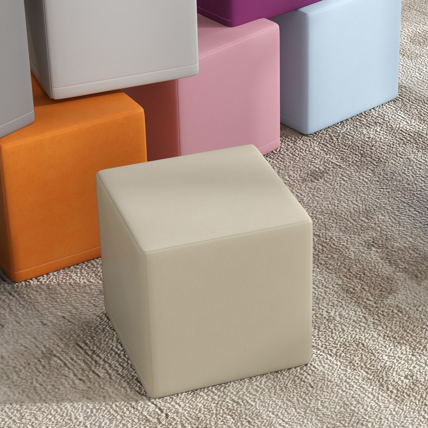 Set 12 cubi giocattolo morbidi per bambini 12-36 mesi in pu ed epe, 20x20x20cm, multicolore - 