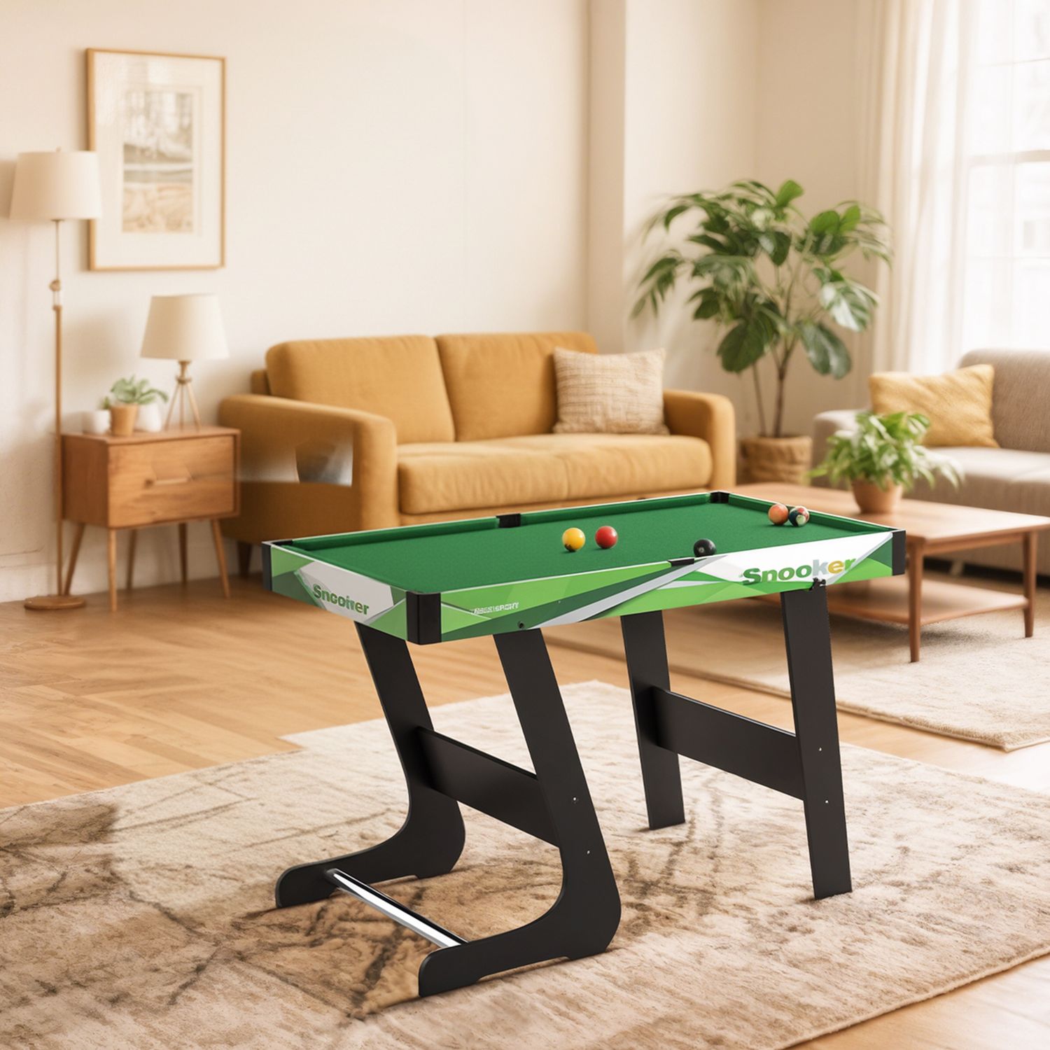 Tavolo da biliardo pieghevole con stecche, palle e triangolo per adulti e bambini da 12 anni, 104x55.5x68 cm - 