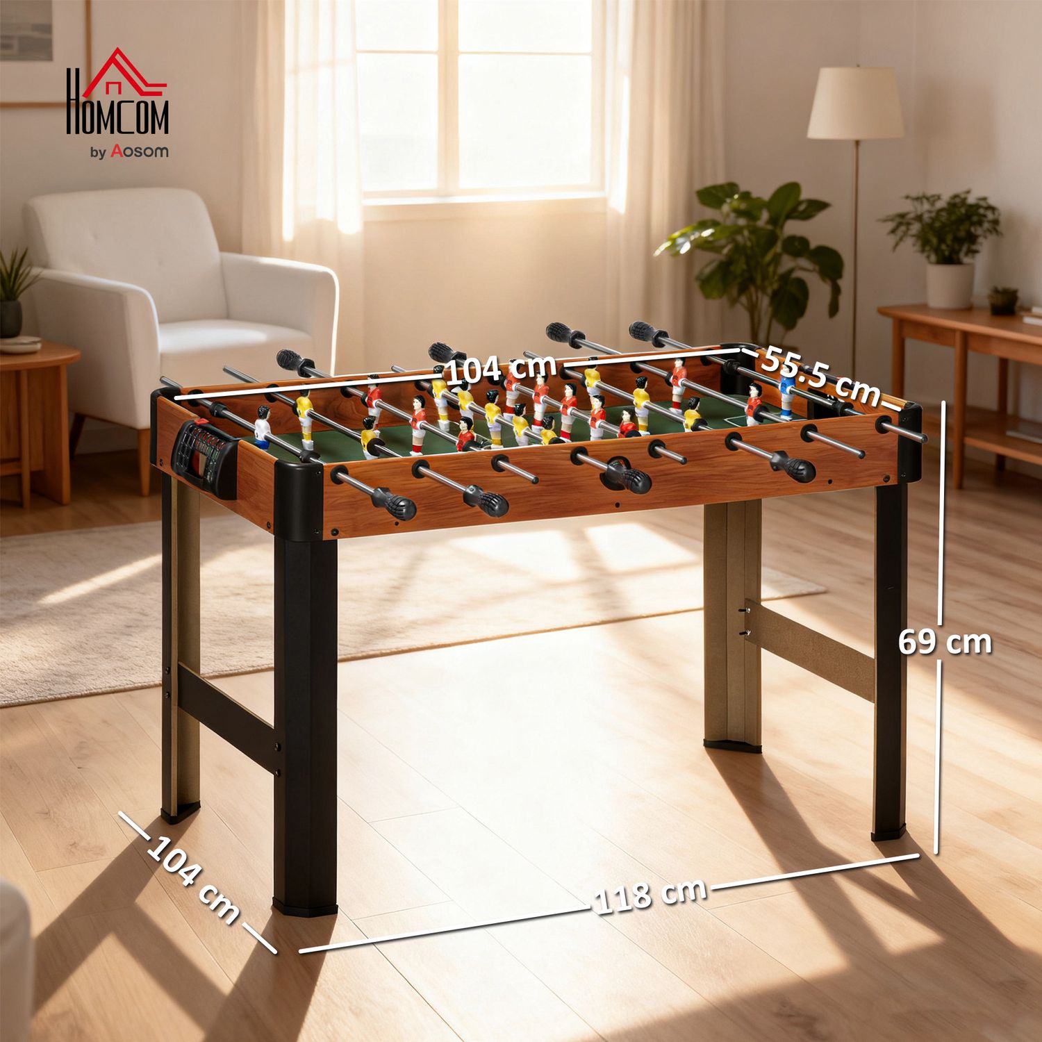 Biliardino calcio balilla per bambini con manopole antiscivolo, segnapunti e palline, 118x104x69cm - 