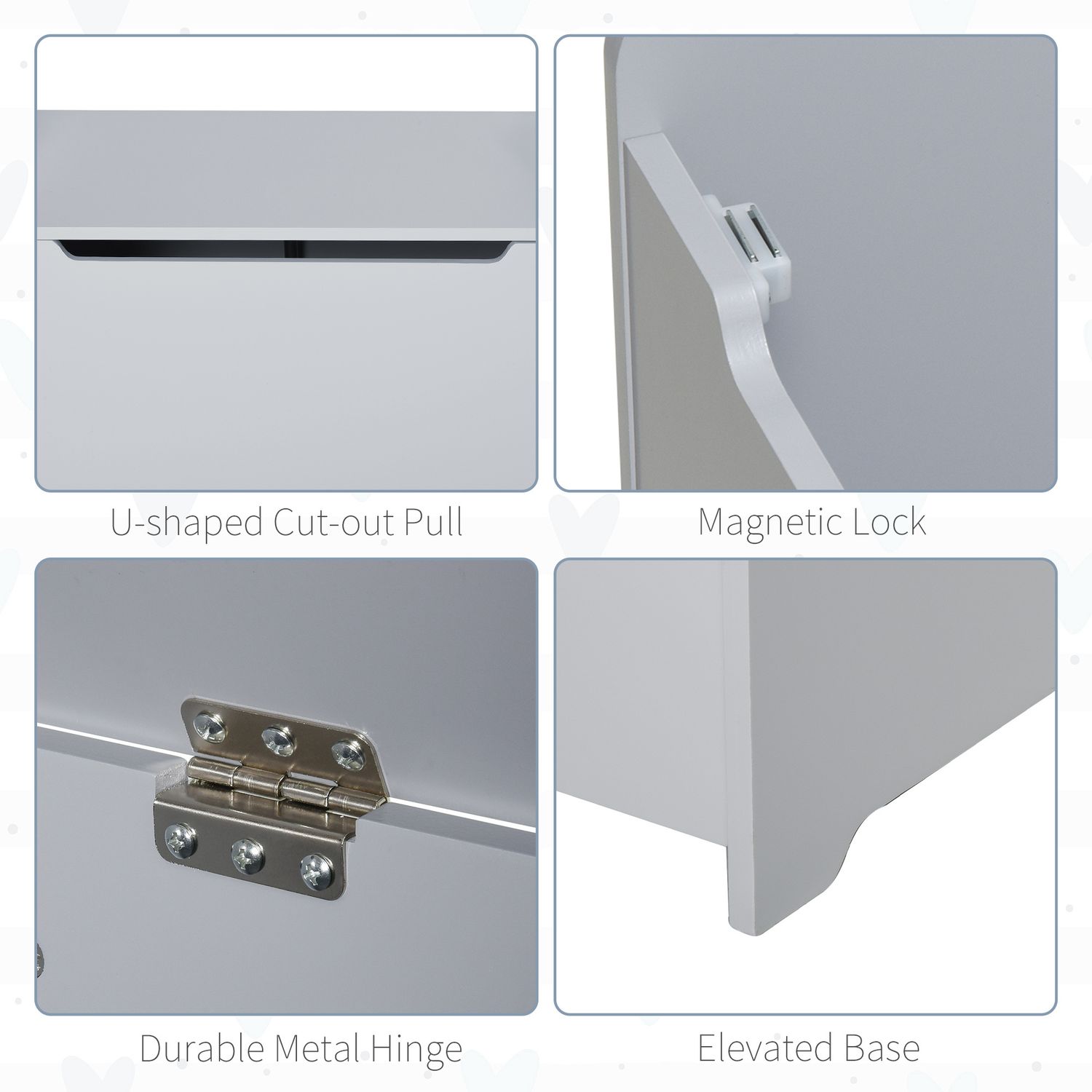 Cassapanca portagiochi in legno, panca contenitore per cameretta coperchio con pistone pneumatico, 60x40x48cm, grigio - 