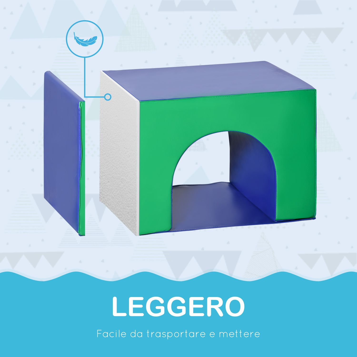 Set da gioco per bambini 1-3 anni da 7 blocchi multicolore in pu e epe, 170x130x40 cm - 