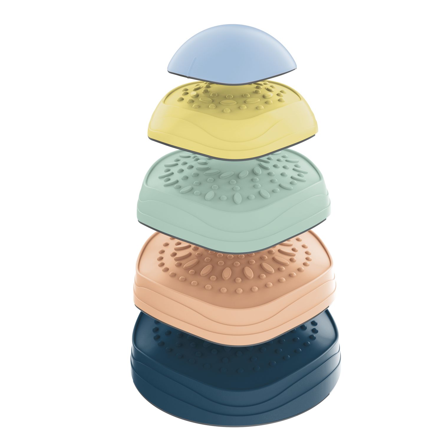 Set 5 pietre equilibrio active play colorate - testurizzate impilabili ø33x37cm - SUN&SPORT