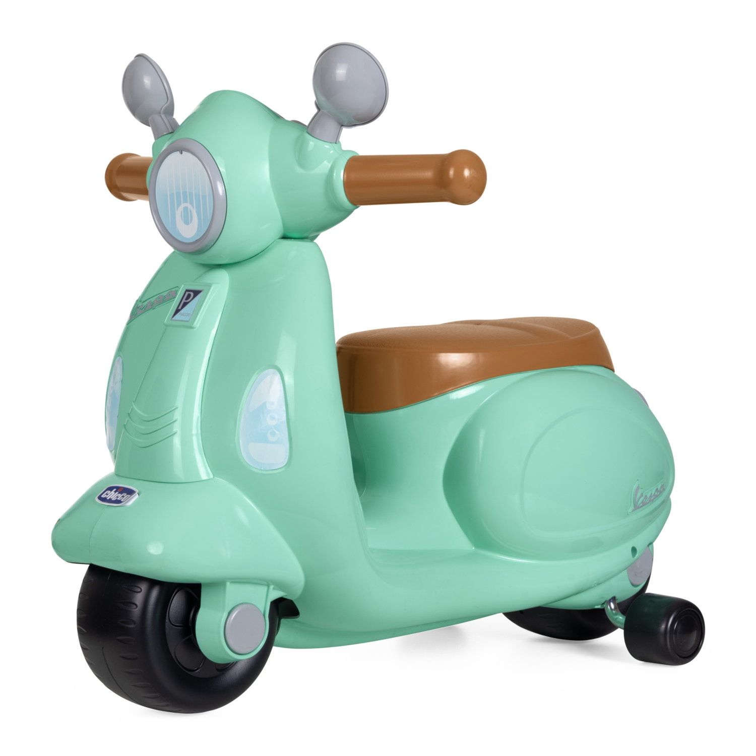 Chicco vespa primavera cavalcabile - moto giocattolo con luci, suoni, ruote rimovibili, max 25 kg - per bambini 1-3 anni, verde acqua - Chicco