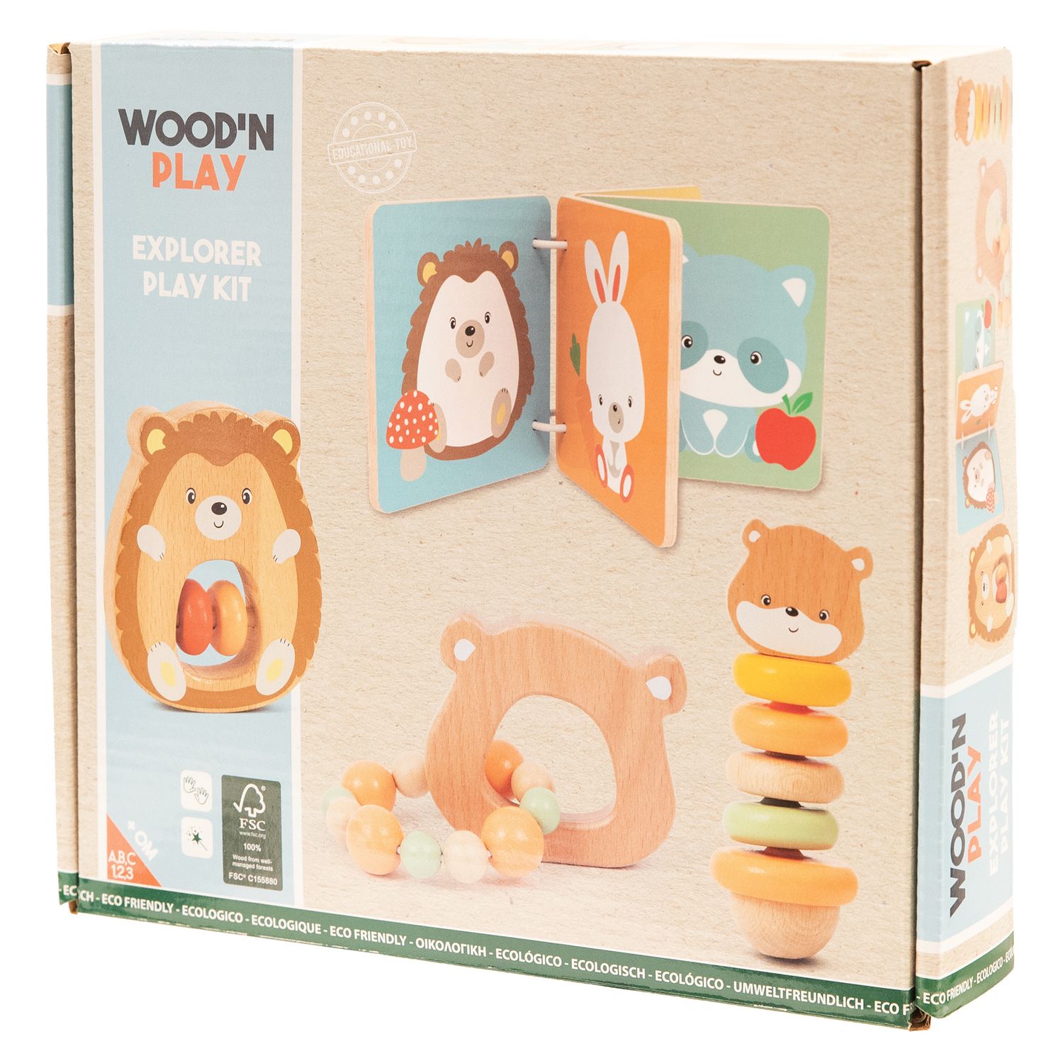 Set bebè 4 attività wood 'n' play - gioco educativo in legno naturale per sviluppo sensoriale - WOOD 'N' PLAY