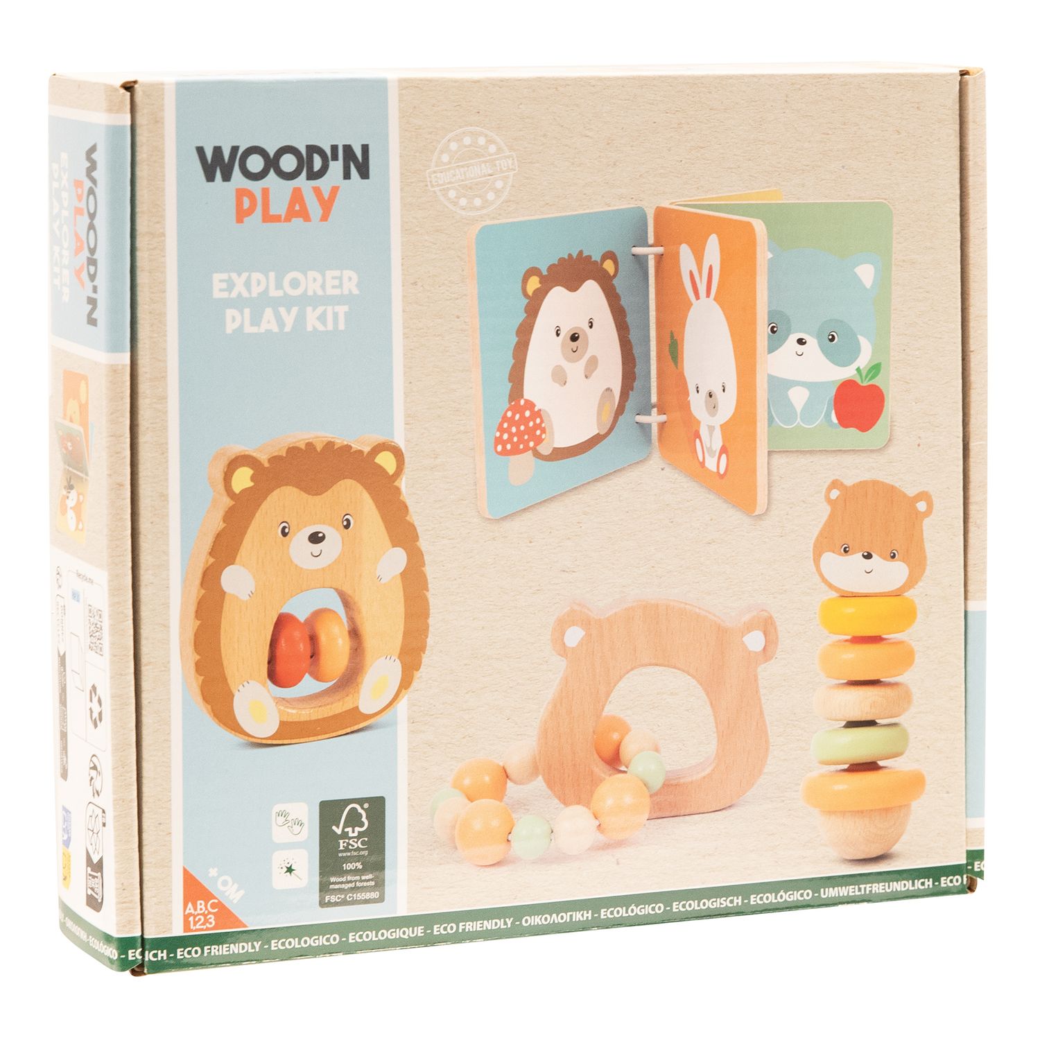 Set bebè 4 attività wood 'n' play - gioco educativo in legno naturale per sviluppo sensoriale - WOOD 'N' PLAY