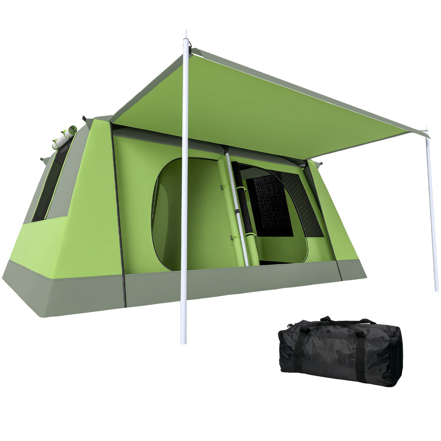 Tenda da campeggio familiare 4-8 persone con 2 cabine letto, impermeabile e resistente ai raggi uv - 