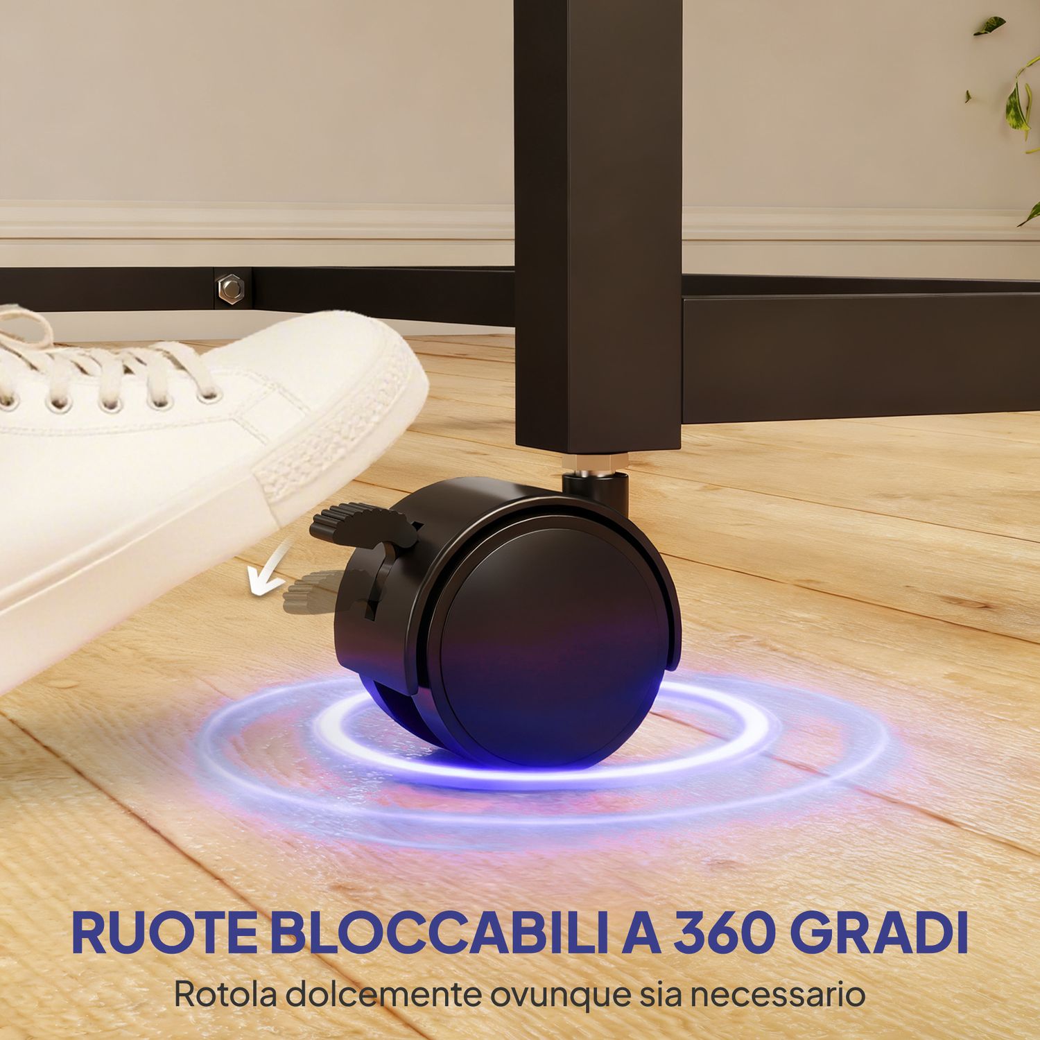 Tavolo da ping pong pieghevole per interni con ruote girevoli, rete, racchette e palline, blu - 