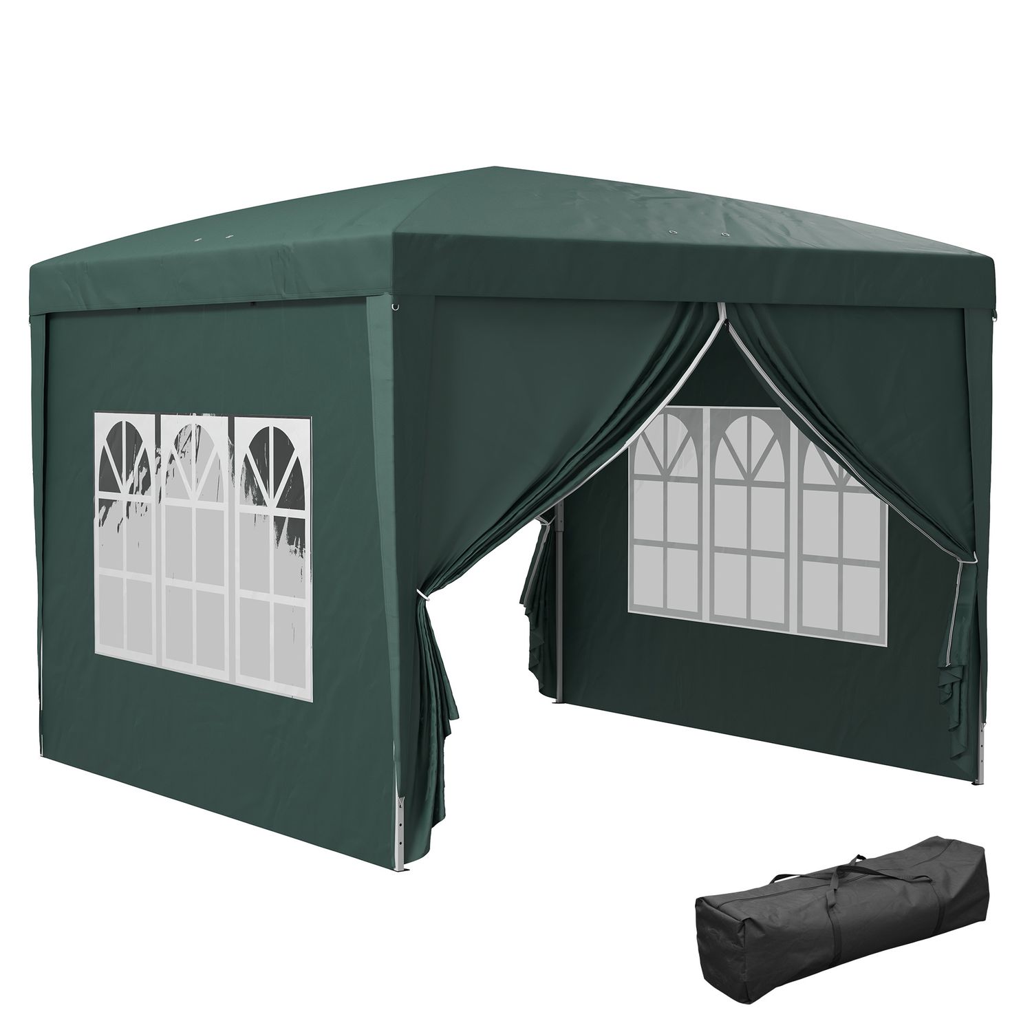 Gazebo 3x3 m da giardino impermeabile in acciaio con copertura in tessuto oxford, verde - 