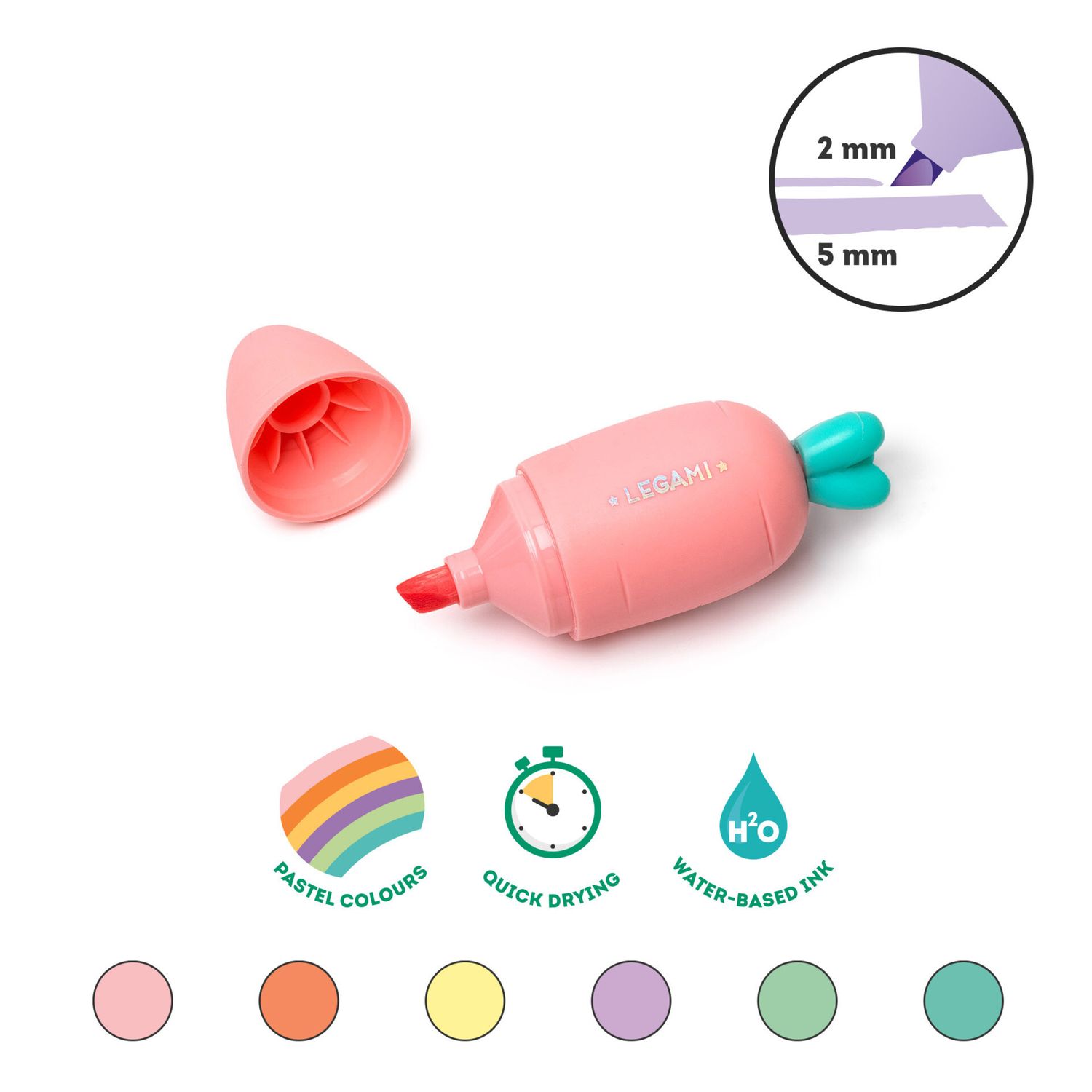 Set di 6 mini evidenziatori - carrate team - extraordinary stationery - LEGAMI