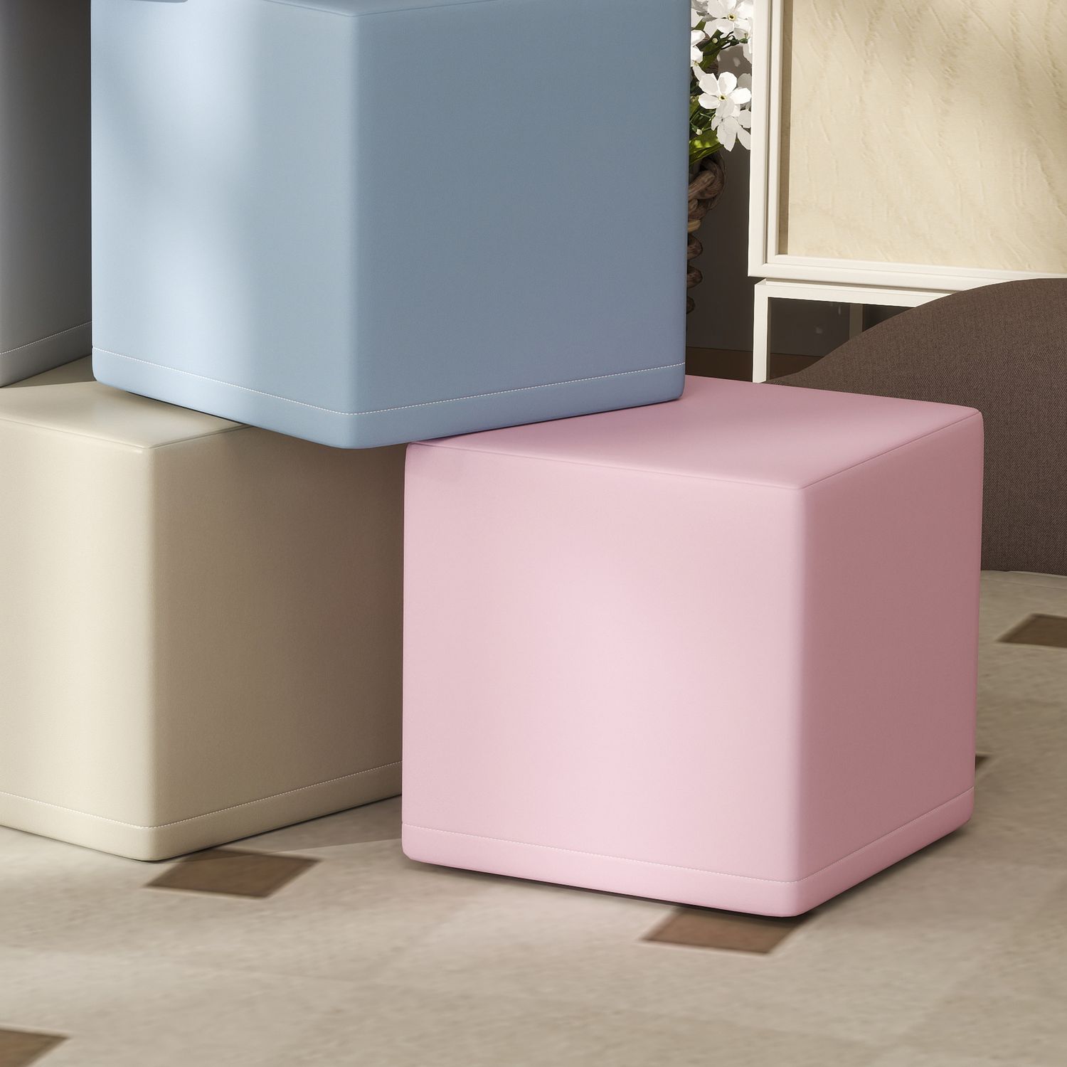 Set 12 cubi giocattolo morbidi per bambini 12-36 mesi in pu ed epe, 20x20x20 cm, multicolore - 