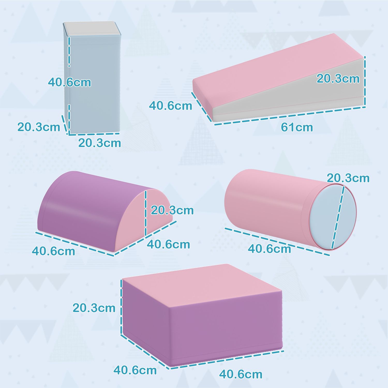 Set costruzioni morbide per bambini 1-3 anni con 5 blocchi colorati in finta pelle e schiuma multicolore - 