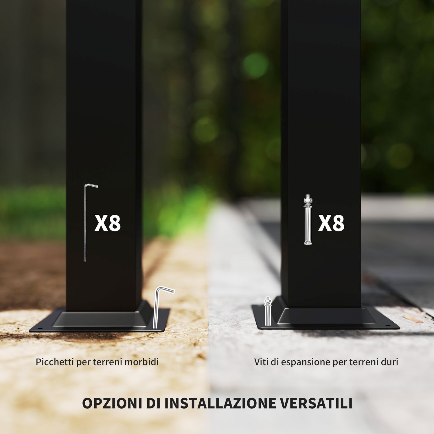 Gazebo pergola 3x3 m con tettuccio retrattile, 8 viti e 8 picchetti, in poliestere 180g e metallo, bianco crema - 