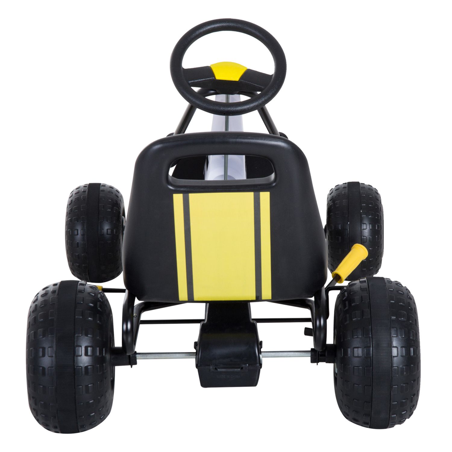 Go-kart a pedali per bambini con sedile regolabile, freno e frizione, 95x66.5x57cm, bianco nero - 