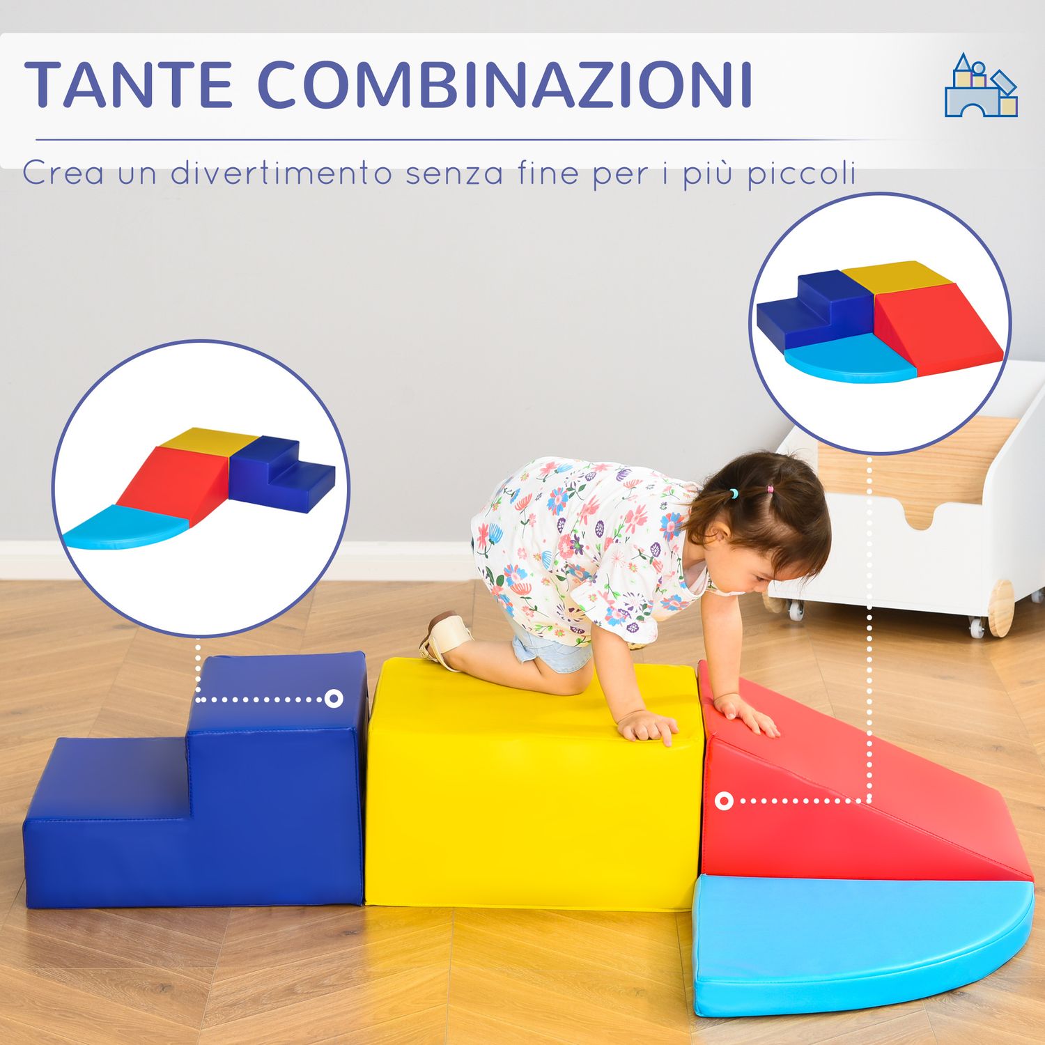Set costruzioni morbide da 4 pezzi, gioco educativo per bambini età 1-3 anni per casa e scuola, multicolore - 