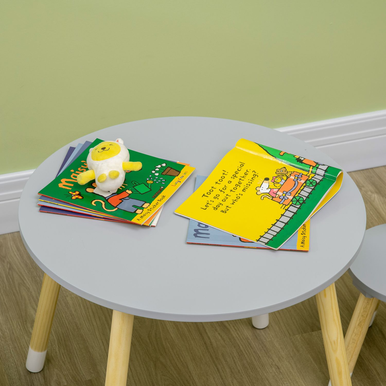 Set tavolo con 2 sedie per bambini in legno, età da 18 mesi a 4 anni, grigio - 