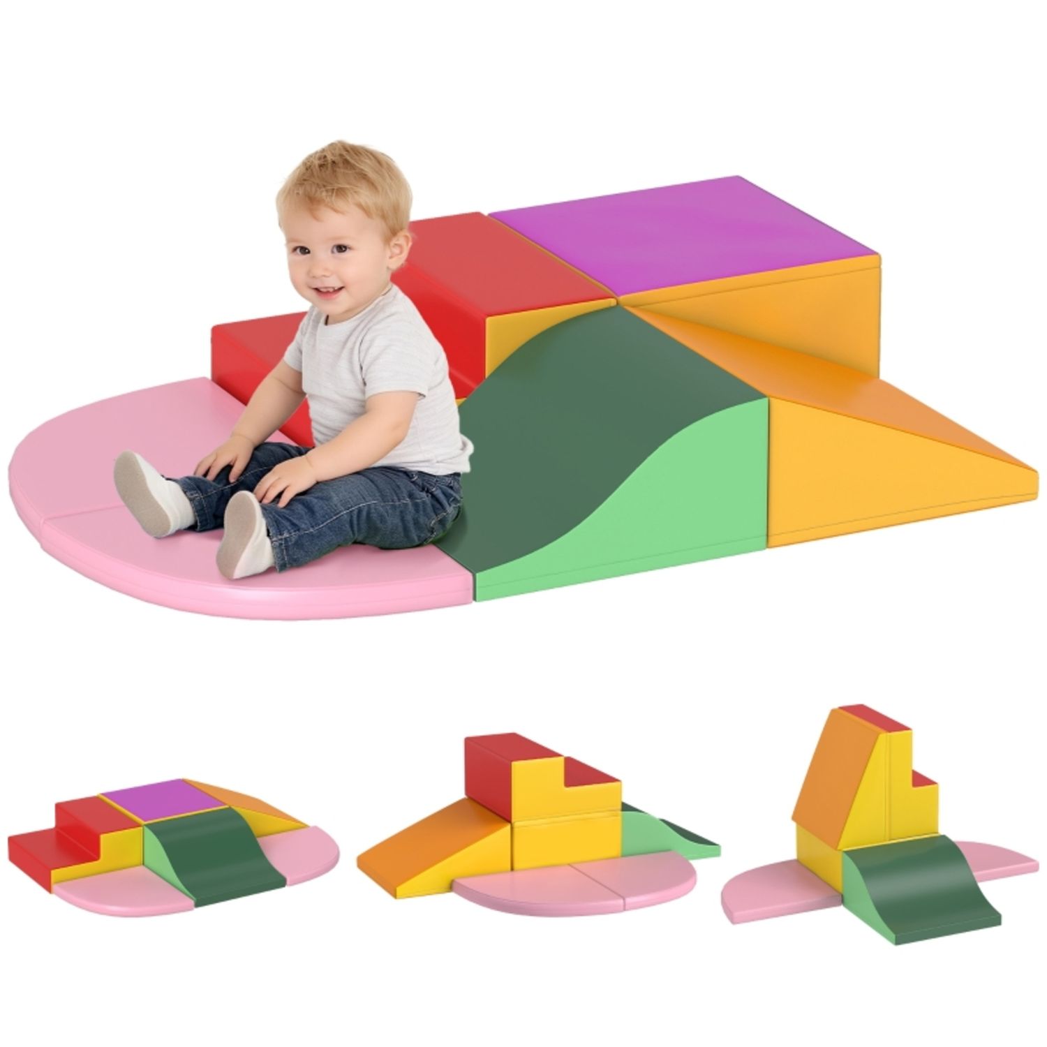 Set costruzioni morbide per bambini 1-3 anni da 6 pezzi in pu ed epe multicolore - 