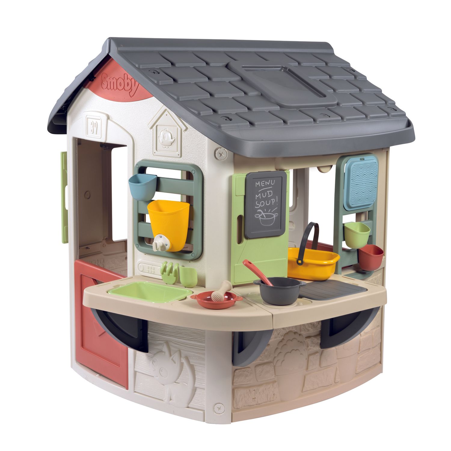 Smoby life mud cooking house - casetta cucina fango con 16 accessori, anti-uv da 2 anni - SMOBY