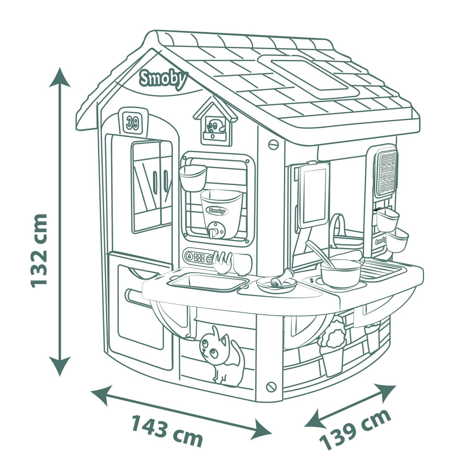 Smoby life mud cooking house - casetta cucina fango con 16 accessori, anti-uv da 2 anni - SMOBY
