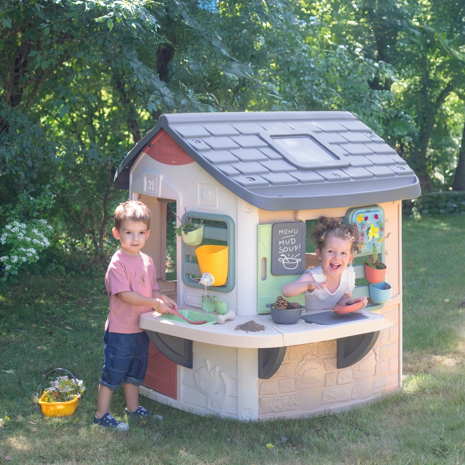 Smoby life mud cooking house - casetta cucina fango con 16 accessori, anti-uv da 2 anni - SMOBY