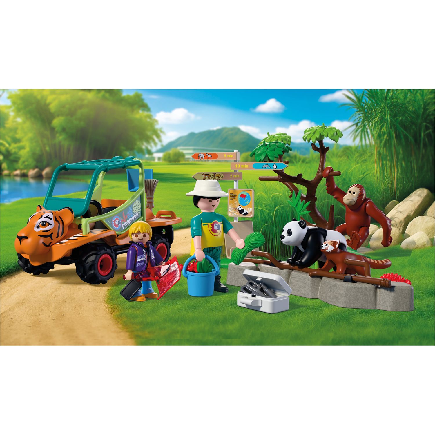 Playmobil 72072 zoo: guardiano di zoo con veicolo - Playmobil