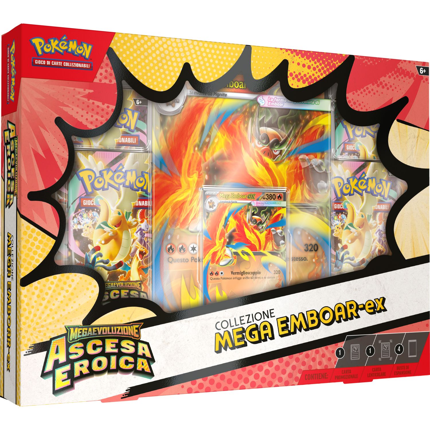 Pokémon gcc collezione mega emboar-ex, mega feraligatr-ex e mega meganium-ex dell'espansione megaevoluzione - ascesa eroica - POKEMON
