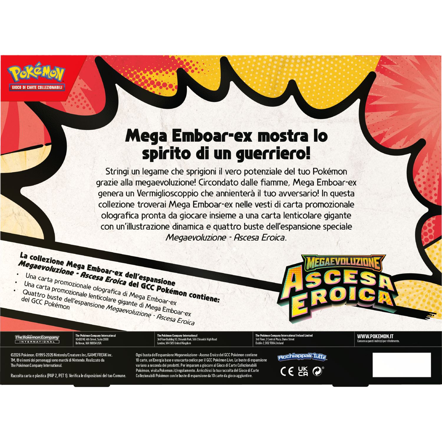 Pokémon gcc collezione mega emboar-ex, mega feraligatr-ex e mega meganium-ex dell'espansione megaevoluzione - ascesa eroica - POKEMON