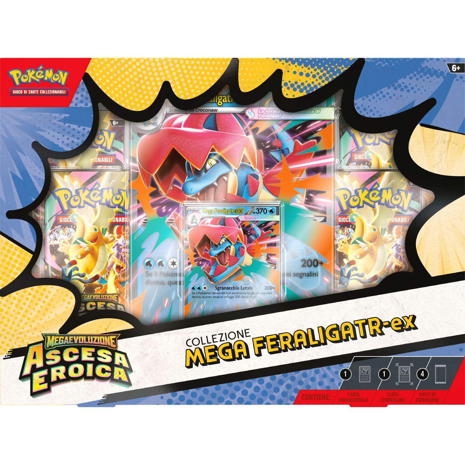 Pokémon gcc collezione mega emboar-ex, mega feraligatr-ex e mega meganium-ex dell'espansione megaevoluzione - ascesa eroica - POKEMON