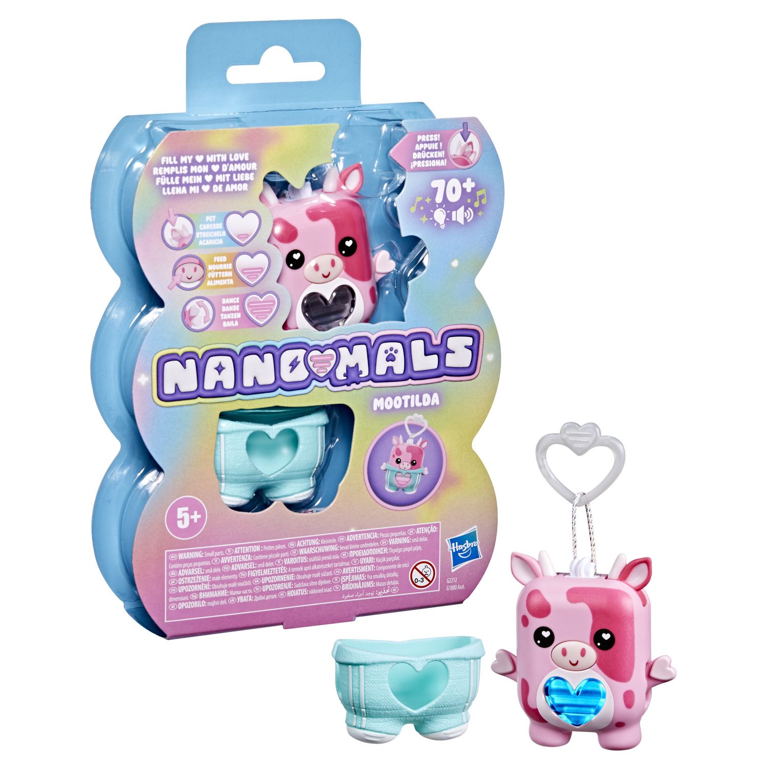 Hasbro nano-mals, mootilda la mucca rosa -  portachiavi interattivo - HASBRO GAMING