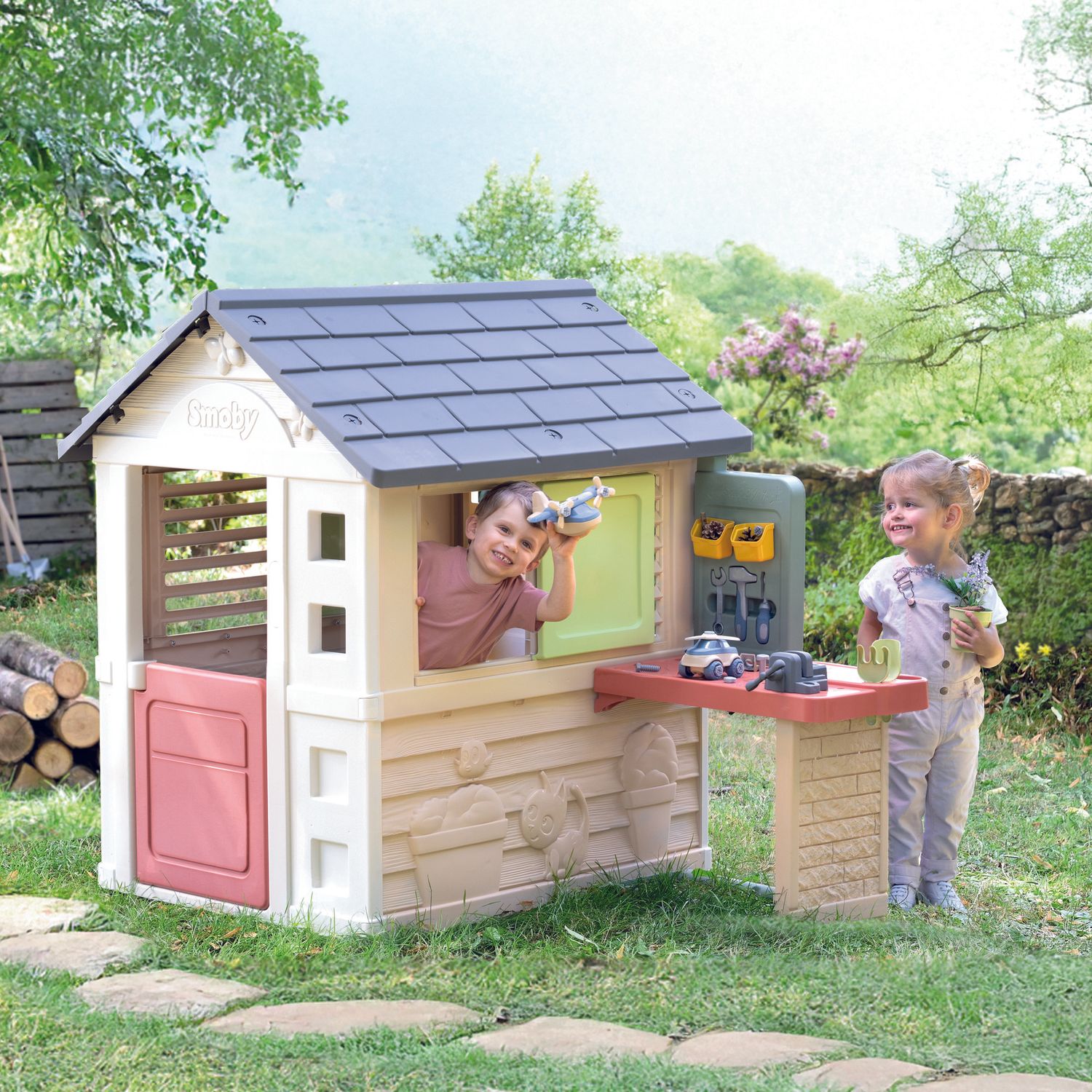 Smoby life casetta gioco con banco lavoro e 39 accessori - SMOBY