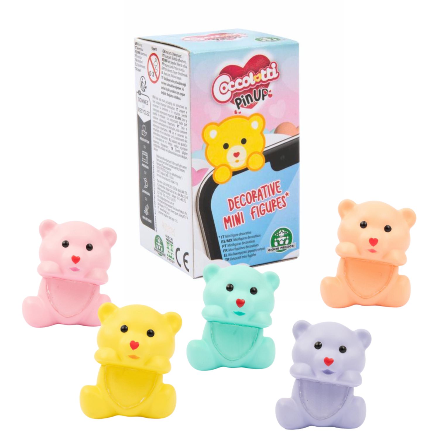 Coccolotti pin-up mini orsetti adesivi | 6 colori casuali da attaccare su cellulare, pc, tablet -  assortito - COCCOLOTTI
