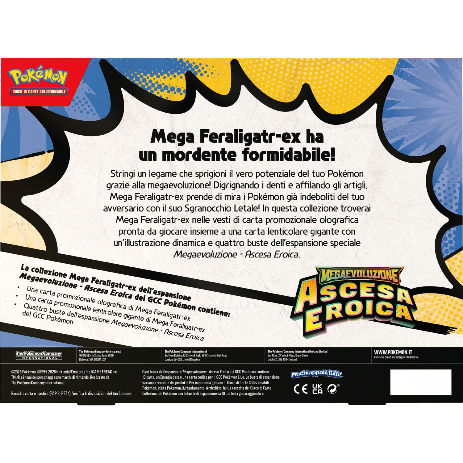 Pokémon gcc collezione mega emboar-ex, mega feraligatr-ex e mega meganium-ex dell'espansione megaevoluzione - ascesa eroica - POKEMON