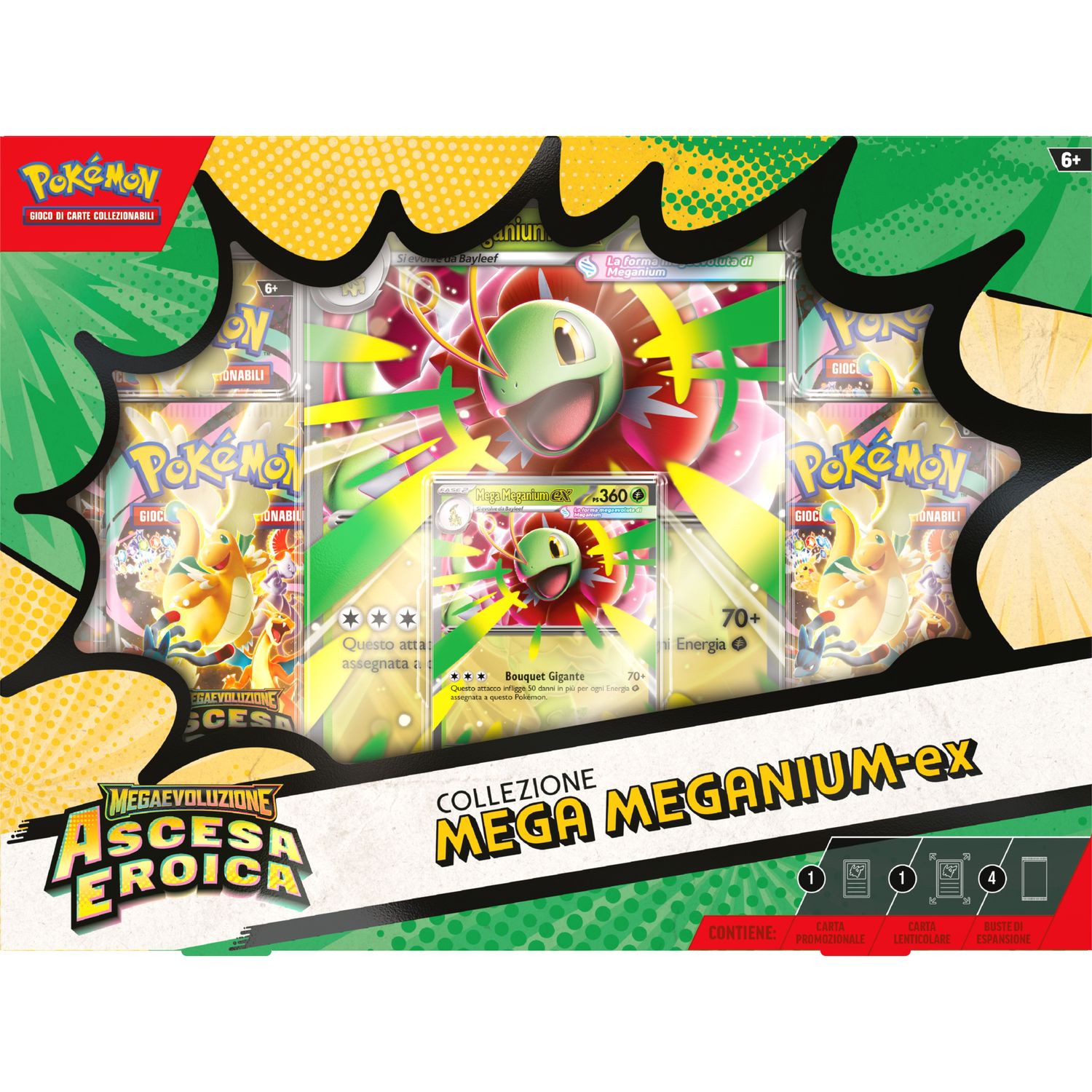 Pokémon gcc collezione mega emboar-ex, mega feraligatr-ex e mega meganium-ex dell'espansione megaevoluzione - ascesa eroica - POKEMON