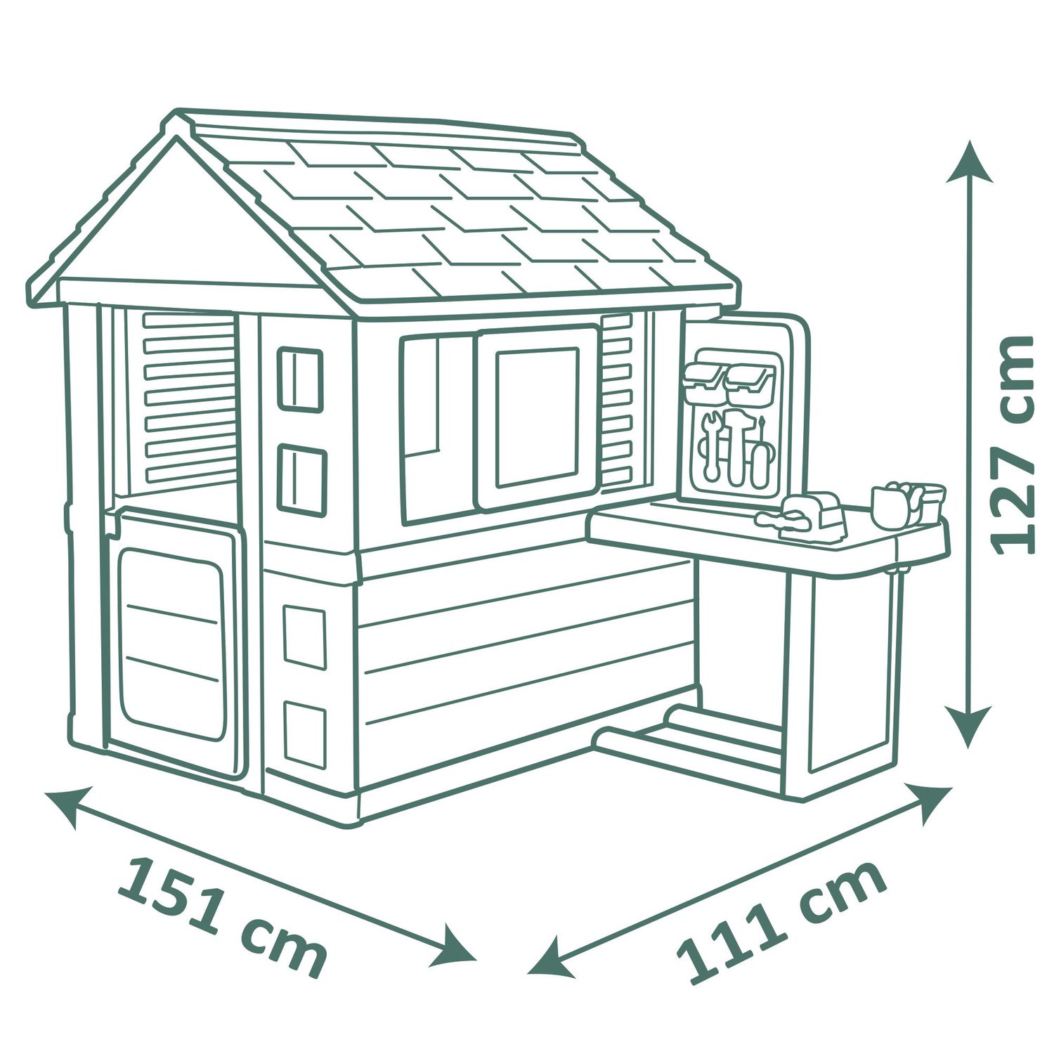 Smoby life casetta gioco con banco lavoro e 39 accessori - SMOBY