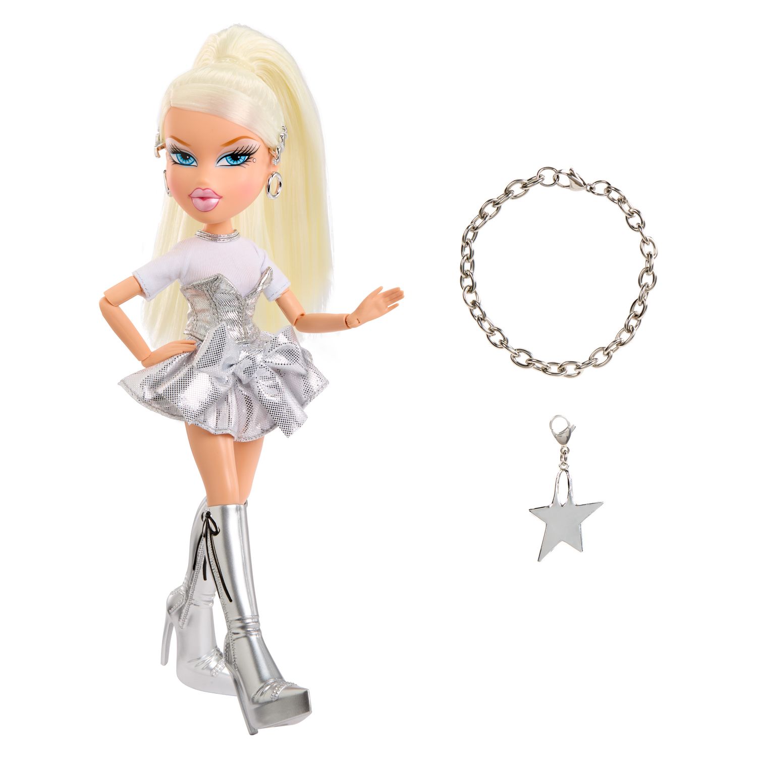 Bratz charmz cloe - bambola fashion con braccialetto e charm collezionabile, include outfit e accessori, confezione da esposizione - BRATZ