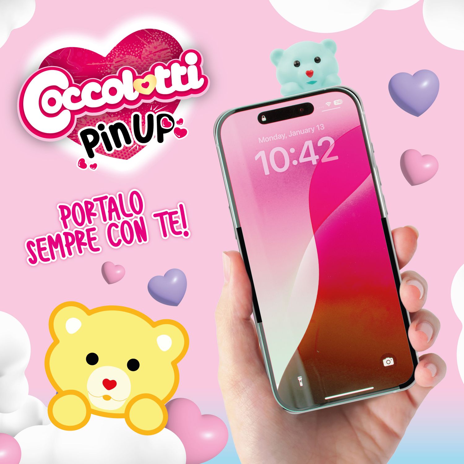 Coccolotti pin-up mini orsetti adesivi | 6 colori casuali da attaccare su cellulare, pc, tablet -  assortito - COCCOLOTTI