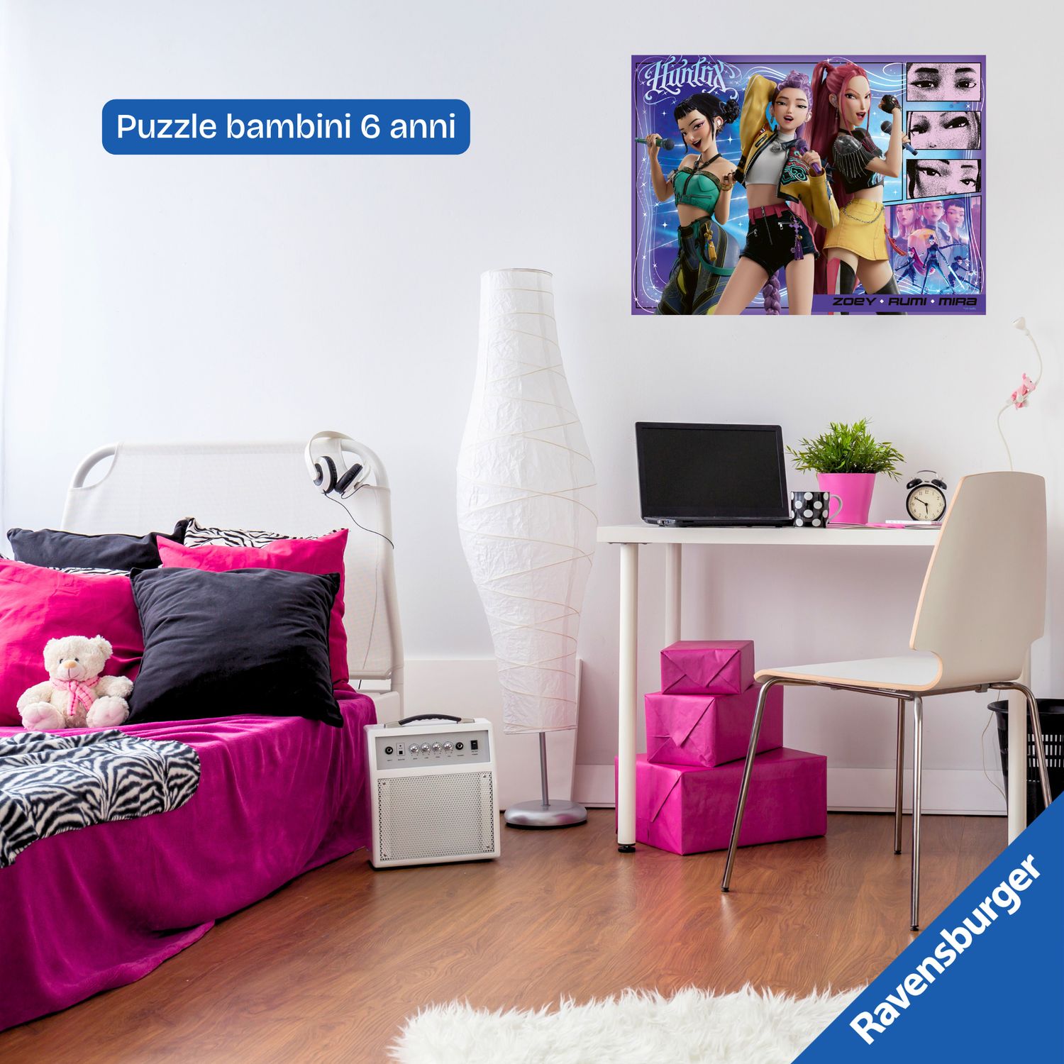 Ravensburger - k-pop demon hunters, puzzle 100 pezzi xxl di 49x36cm puzzle bambini 6 anni - NETLFIX, RAVENSBURGER, K-POP DEMON HUNTERS