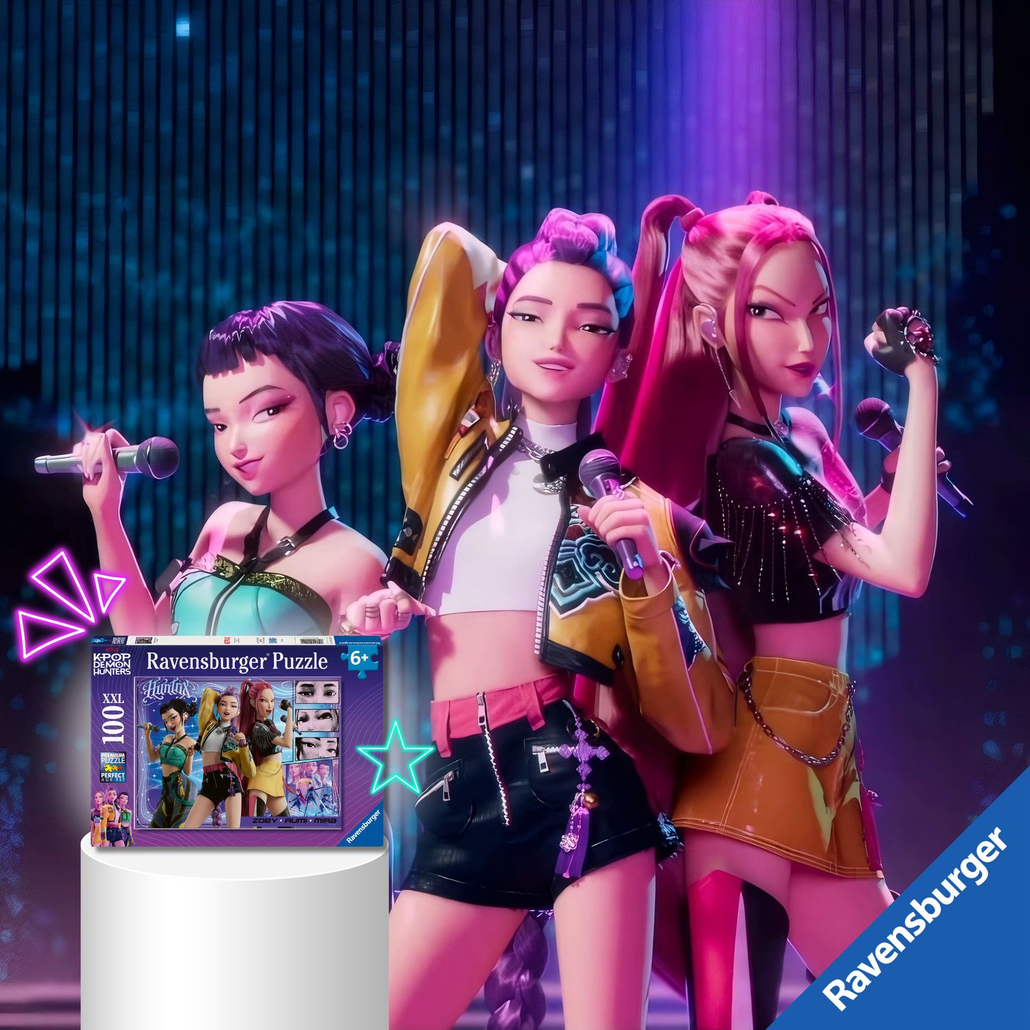 Ravensburger - k-pop demon hunters, puzzle 100 pezzi xxl di 49x36cm puzzle bambini 6 anni - NETLFIX, RAVENSBURGER, K-POP DEMON HUNTERS