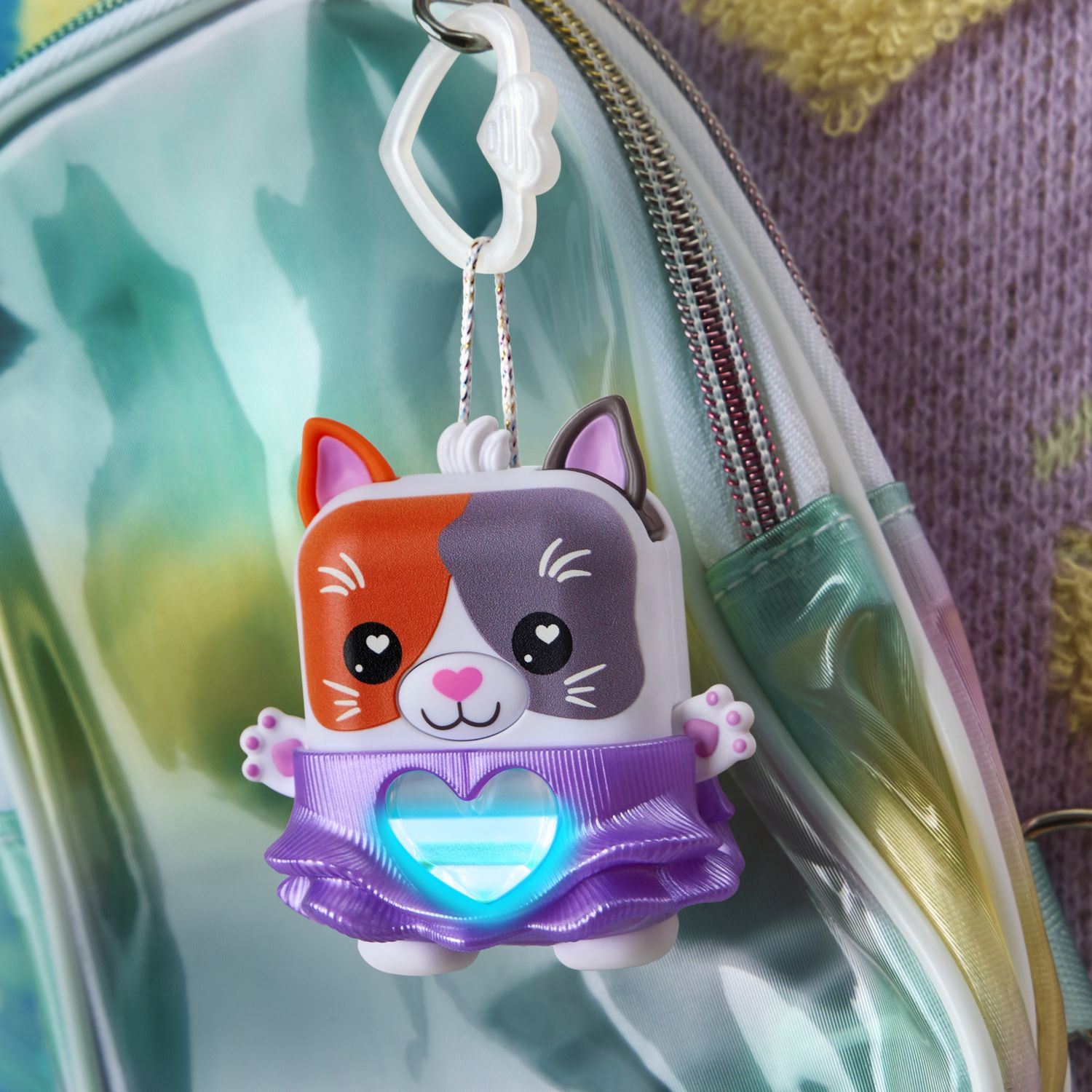 Hasbro nano-mals, purrnelope la gatta tricolore -  portachiavi interattivo - HASBRO GAMING