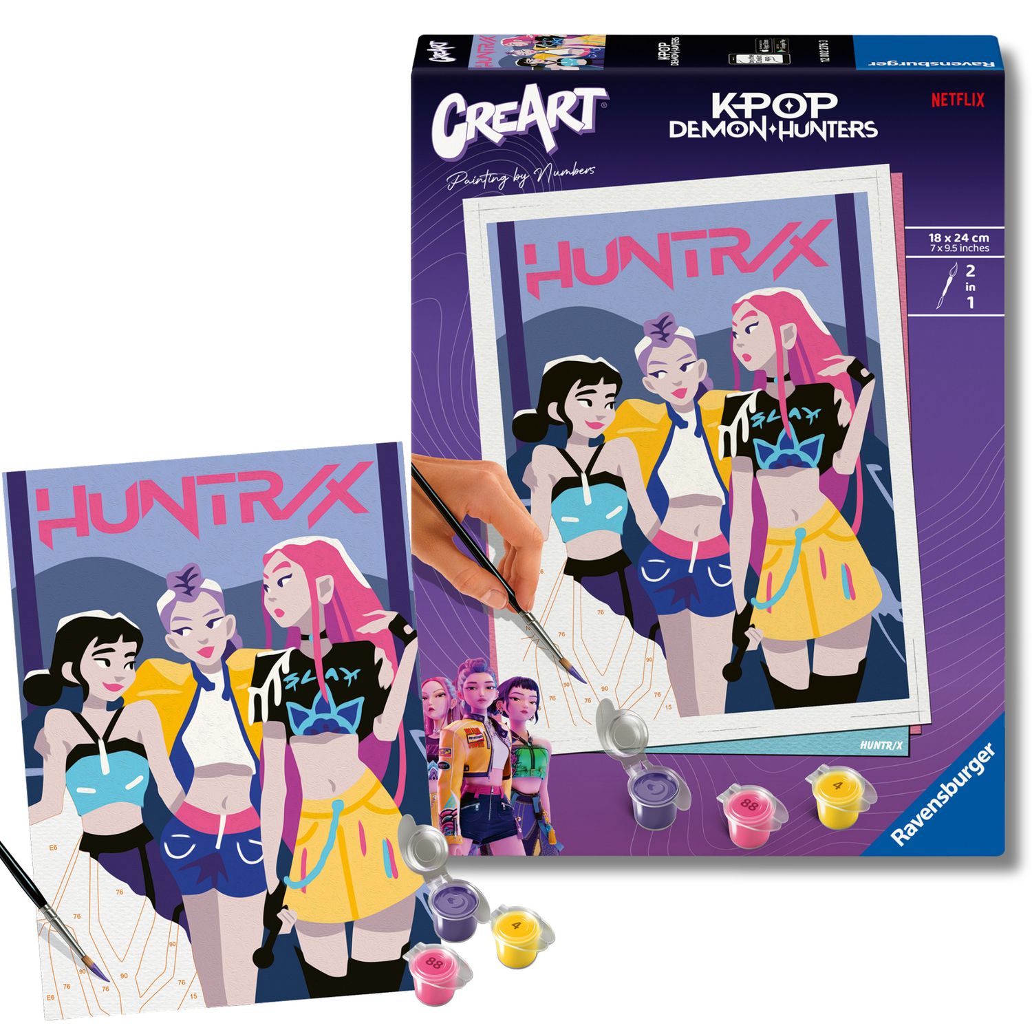 Ravensburger - creart trend d: k-pop demon hunters, dipingere con i numeri adulti e bambini 18x24cm - NETLFIX, RAVENSBURGER, K-POP DEMON HUNTERS