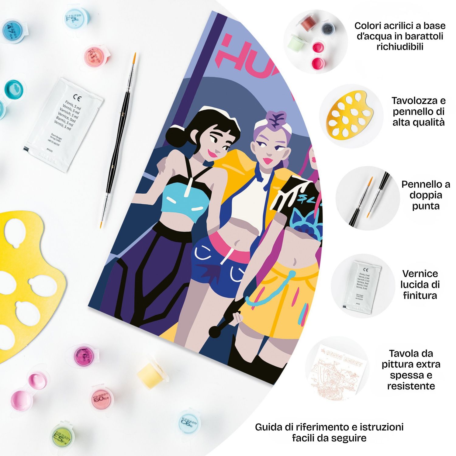 Ravensburger - creart trend d: k-pop demon hunters, dipingere con i numeri adulti e bambini 18x24cm - NETLFIX, RAVENSBURGER, K-POP DEMON HUNTERS