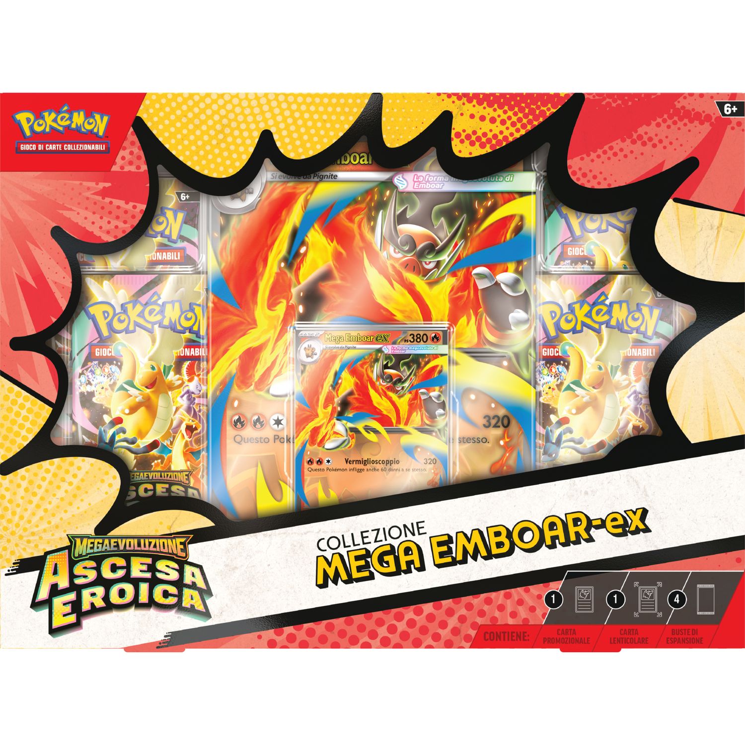 Pokémon gcc collezione mega emboar-ex, mega feraligatr-ex e mega meganium-ex dell'espansione megaevoluzione - ascesa eroica - POKEMON